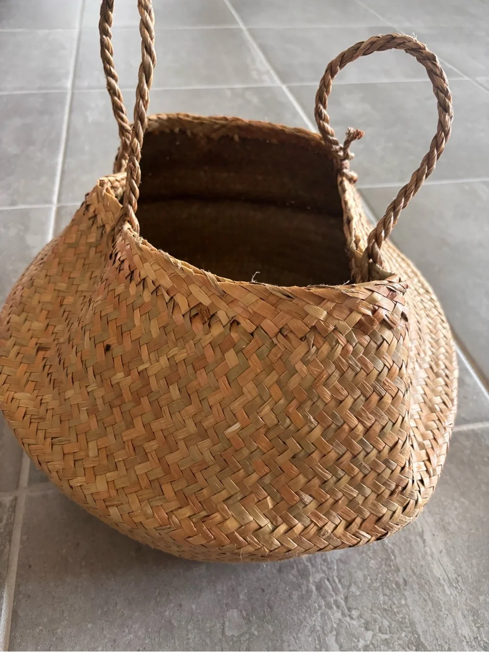 IKEA FLADIS Handwoven Seagrass Storage Basket - Black and Natural